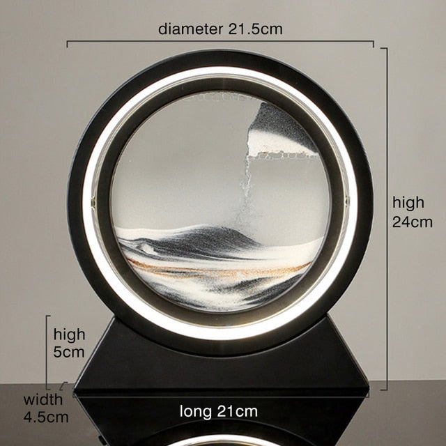 Lampe de table paysagère avec sable mouvant