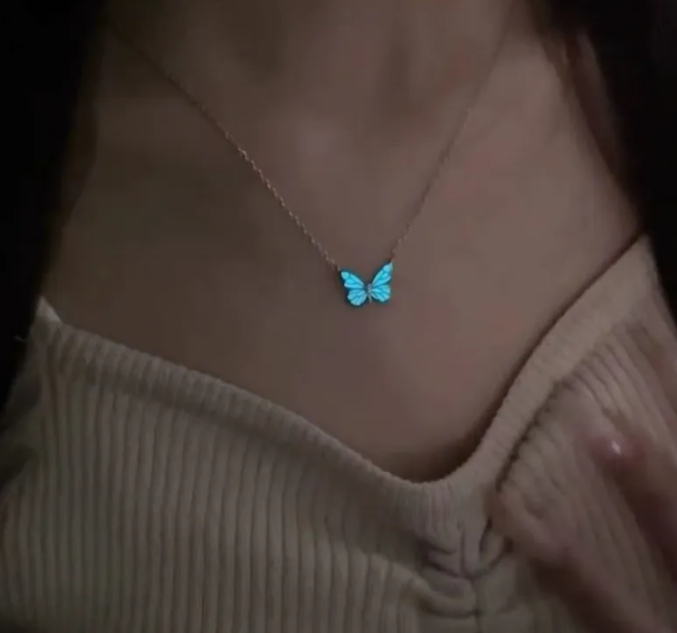 Collier Papillon Lumineux Intelligent Bleu